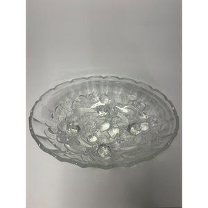 Vintage Indiana Glass Heavy Footed Oval Harvest Grape Clear Glass Fruit Bowl